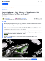 Security Expert Warns: Bitcoin Security is a 
