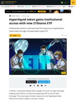 21Shares lists first Hyperliquid ETP on SIX Swiss Exchange