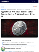 Ripple News: XRP Could Become a State Reserve Asset as Arizona Advances Crypto Bill