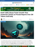 GeeFi (GEE) Shows Faster Growth Than Avalanche (AVAX) as Presale Reports Over 2M Tokens Sold Daily