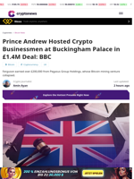 Prince Andrew Hosted Crypto Businessmen at Buckingham Palace in £1.4M Deal: BBC