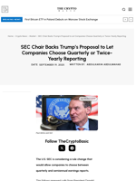 SEC Chair Backs Trump’s Proposal to Let Companies Choose Quarterly or Twice-Yearly Reporting