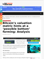 Bitcoin’s valuation metric hints at a ‘possible bottom’ forming: Analysis - The Crypto News Wire