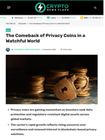 The Comeback of Privacy Coins in a Watchful World - Crypto News Flash