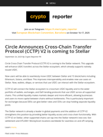 Circle Announces Cross-Chain Transfer Protocol (CCTP) V2 is coming to Stellar