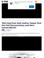 'Rich Dad Poor Dad' Author Teases 'End the Fed' Documentary, and Here Comes Bitcoin - U.Today