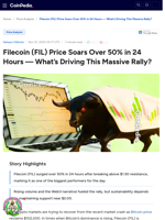 Filecoin (FIL) Price Soars Over 50% in 24 Hours — What’s Driving This Massive Rally?