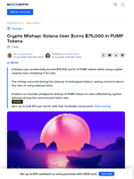 Solana User Burns $75,000 in PUMP Tokens by Accident