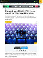 SharpLink Gaming Bought $295M ETH That Exceeds The Net Issuance In The Past 30 Days.