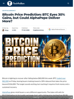 Bitcoin Price Prediction: BTC Eyes 30% Gains, but Could AlphaPepe Deliver More? - TechBullion