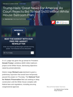 Trump Hails 'Great News For America' As Court Rejects Bid To Halt $400 Million White House Ballroom Plan  - Benzinga