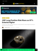XRP Long Position Risk Rises as 97% Entered Higher - CoinCentral