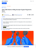 Uber is Looking to Accept Crypto Payments soon