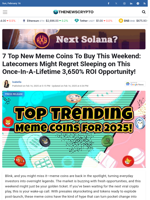 7 Top New Meme Coins To Buy This Weekend: Latecomers Might Regret Sleeping on This Once-In-A-Lifetime 3,650% ROI Opportunity! - TheNewsCrypto