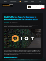 Riot Platforms Reports Decrease in Bitcoin Production for October 2025 - Blockchain.News