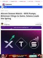Altcoin Season: MYX Breaks Out, Solana Volume +12%