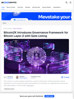 BitcoinZK Introduces Governance Framework for Bitcoin Layer-2 with Gate Listing