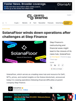 SolanaFloor winds down operations after challenges at Step Finance