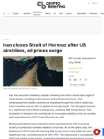 Iran closes Strait of Hormuz after US airstrikes, oil prices surge