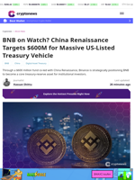 China Renaissance Targets $600M U.S. BNB Treasury