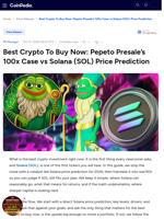 Best Crypto To Buy Now: Pepeto Presale’s 100x Case vs Solana (SOL) Price Prediction