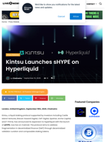 Kintsu Launches sHYPE on Hyperliquid | Live Bitcoin News