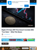 Ripple CTO Says XRP Price Doesn’t Correlate With ‘True Value’ — What This Means | Bitcoinist.com