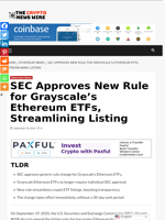 SEC Approves New Rule for Grayscale’s Ethereum ETFs, Streamlining Listing - The Crypto News Wire