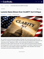 Lummis Slams Dimon Over CLARITY Act Critique