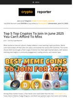 Top 5 Top Cryptos To Join In June 2025 You Can’t Afford To Miss