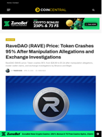 RaveDAO (RAVE) Price: Token Crashes 95% After Manipulation Allegations and Exchange Investigations - CoinCentral