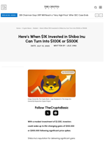 Here’s When $1K Invested in Shiba Inu Can Turn Into $100K or $500K