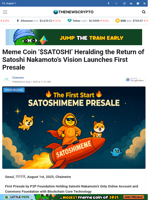 Meme Coin '$SATOSHI' Heralding the Return of Satoshi Nakamoto's Vision Launches First Presale - TheNewsCrypto