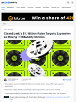 CleanSpark Unveils $1.1 Billion Offering as Bitcoin Mining Worsens