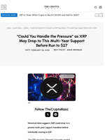 “Could You Handle the Pressure” as XRP May Drop to This Multi-Year Support Before Run to $27
