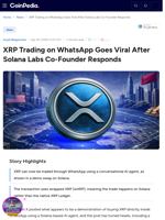 XRP Trading on WhatsApp Goes Viral After Solana Labs Co-Founder Responds