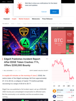 EdgeX Publishes Incident Report After EDGE Token Crashes 71%, Offers $200,000 Bounty - NullTX
