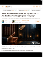 White House doubles down on July 4 CLARITY Act deadline: 'Making progress every day' - AMBCrypto