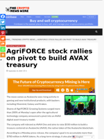 AgriFORCE stock rallies on pivot to build AVAX treasury - The Crypto News Wire