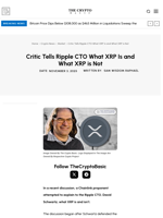 Critic Tells Ripple CTO What XRP Is and What XRP is Not