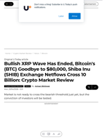 Bullish XRP Wave Has Ended, Bitcoin's (BTC) Goodbye to $80,000, Shiba Inu (SHIB) Exchange Netflows Cross 10 Billion: Crypto Market Review - U.Today