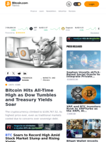 Bitcoin Hits All-Time High as Dow Tumbles and Treasury Yields Soar – Markets and Prices Bitcoin News