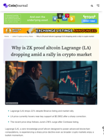 Why is ZK proof altcoin Lagrange (LA) dropping amid a rally in crypto market - CoinJournal