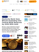 Deutsche Bank Sees Bitcoin Exploding Into Central Bank Reserves by 2030 With Gold – Featured Bitcoin News