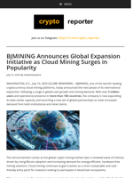 BJMINING Announces Global Expansion Initiative as Cloud Mining Surges in Popularity