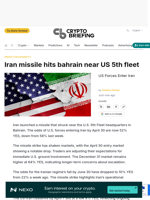 Iran missile hits bahrain near US 5th fleet