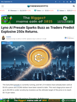 Lyno AI Presale Sparks Buzz as Traders Predict Explosive 250x Returns. 