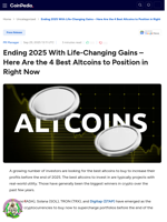 Ending 2025 With Life-Changing Gains – Here Are the 4 Best Altcoins to Position in Right Now