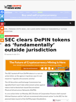 SEC clears DePIN tokens as ‘fundamentally’ outside jurisdiction - The Crypto News Wire