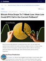 Bitcoin Price Drops To 7-Week Low: How Low Could BTC Fall in the Current Pullback?